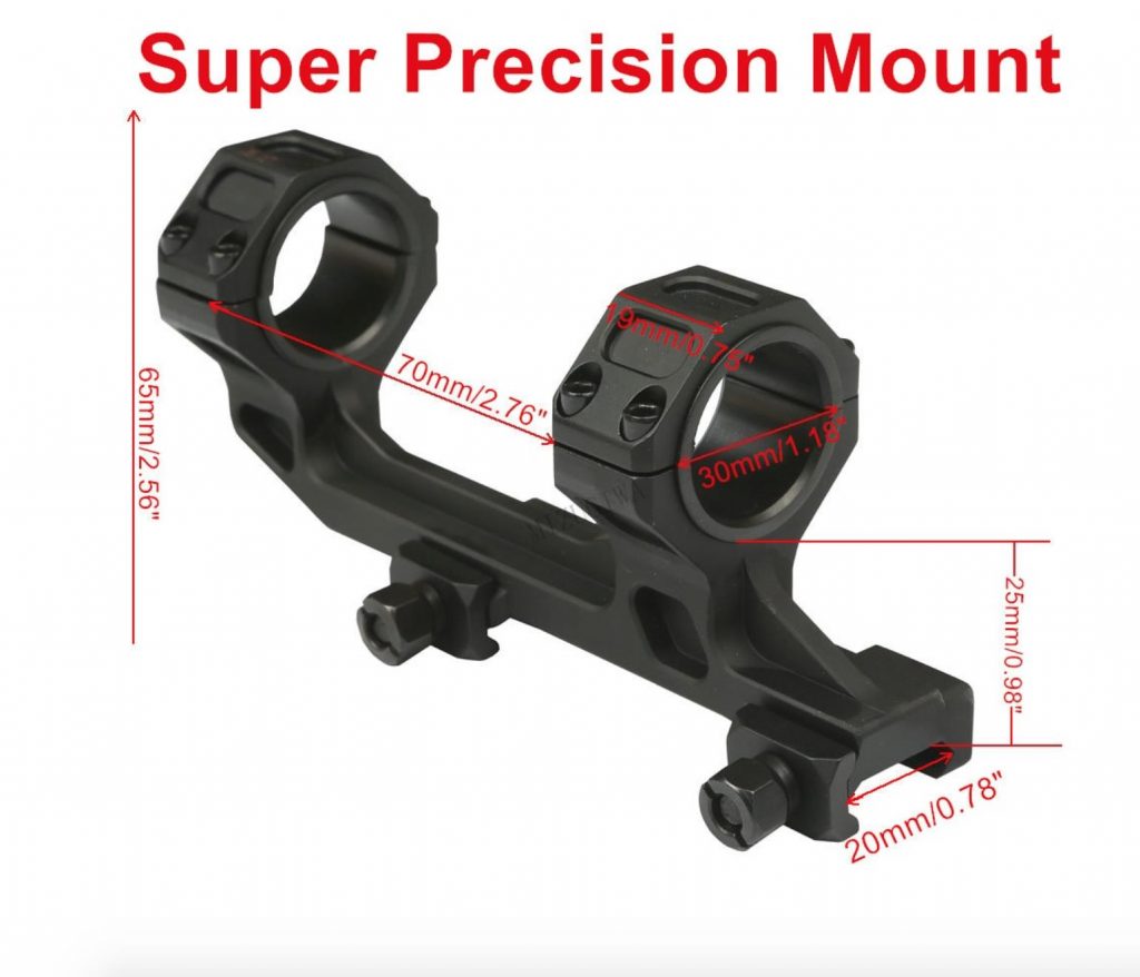 Super Precision Picatinny Weaver Double Ring Rail Mount 25/30mm